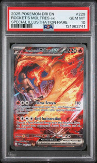 2025 POKEMON DRI EN-DESTINED RIVALS #229 ROCKET'S MOLTRES ex SPECIAL ILLUSTRATION RARE