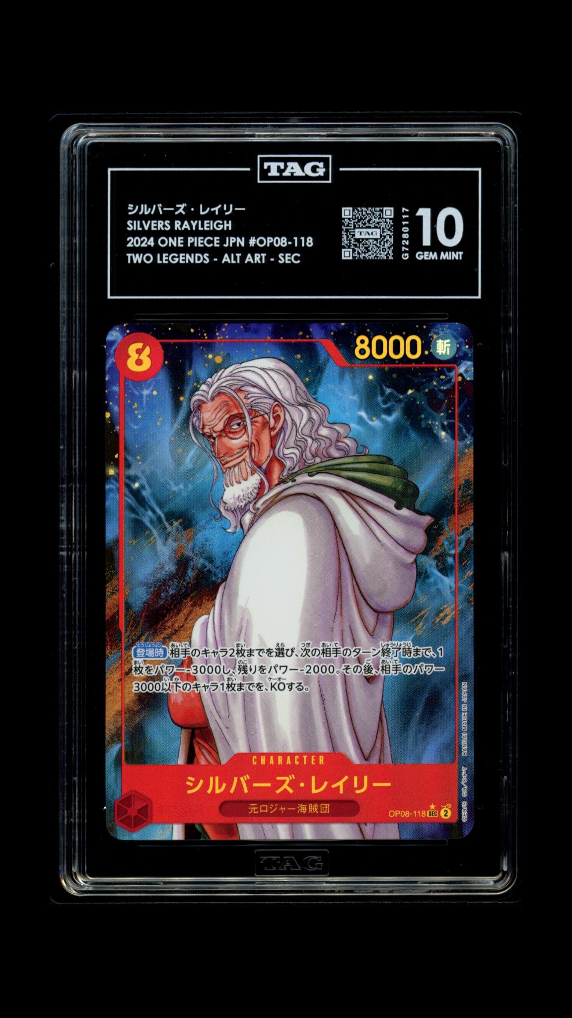 SILVERS RAYLEIGH 2024 ONE PIECE TWO LEGENDS JAPANESE #OP08-118 ALTERNATE ART SECRET RARE