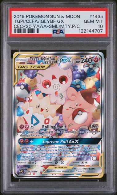 2019 POKEMON SUN & MOON COSMIC ECLIPSE #143a TGPI/CLFA/IGLYBF GX CEC-'20 YAAA-SML/MTY.P/C