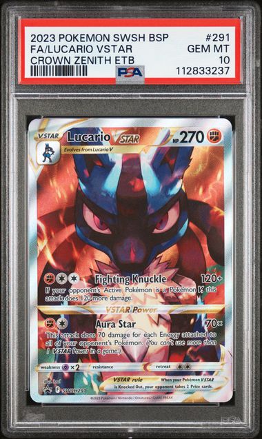 2023 POKEMON SWSH BLACK STAR PROMO #291 FA/LUCARIO VSTAR CROWN ZENITH ETB