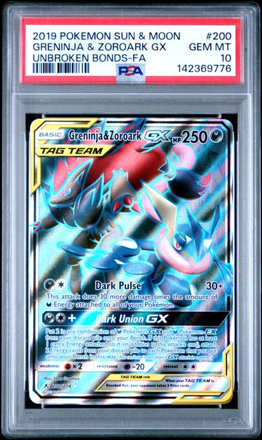 2019 POKEMON SUN & MOON UNBROKEN BONDS #200 GRENINJA & ZOROARK GX UNBROKEN BONDS-FA