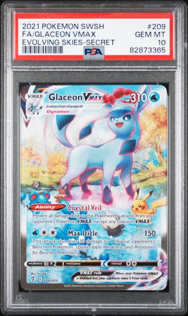 2021 POKEMON SWORD & SHIELD EVOLVING SKIES #209 FA/GLACEON VMAX EVOLVING SKIES-SECRET
