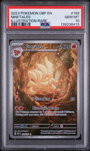 2023 POKEMON OBF EN-OBSIDIAN FLAMES #199 NINETALES ILLUSTRATION RARE